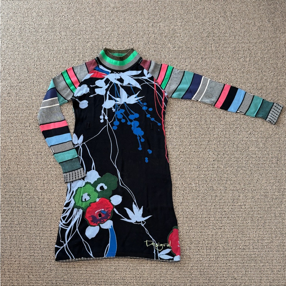 Desigual Multicolor Striped Knit Mini Dress fits M